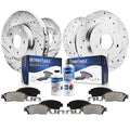 Detroit Axle - 2.0L Brake Kit for Mazda 2004-2005 3, Front and Rear Drilled & Slotted Brake Rotors Ceramic Brake Pads w/Hardware